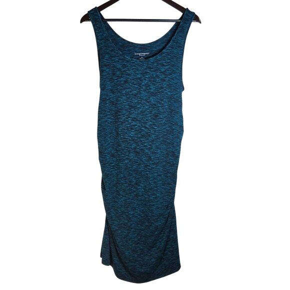 Liz Lange Dresses & Skirts - Liz Lange Maternity Heather Blue Space Dye Ruched Tank Active Summer Dress Sz M